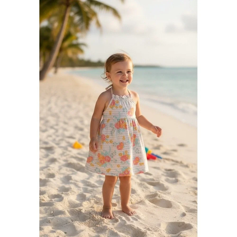 Tommy Bahama Sundress Toddler Girls 2T Floral Ruffle Beach resort vacation